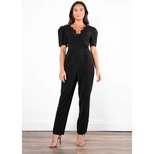 BNWT. Black Scalloped Neckline Jumpsuit.